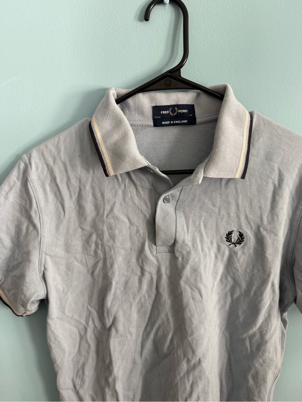 Fred Perry Light Blue Polo with Navy & Cream Twin Tipping